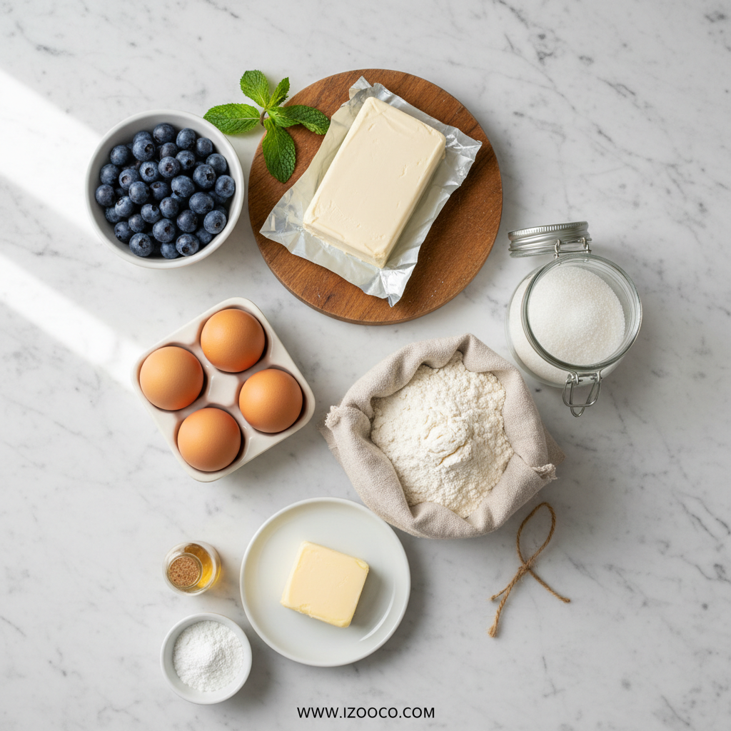 Ingredients for Cream Cheese Blueberry Muffins