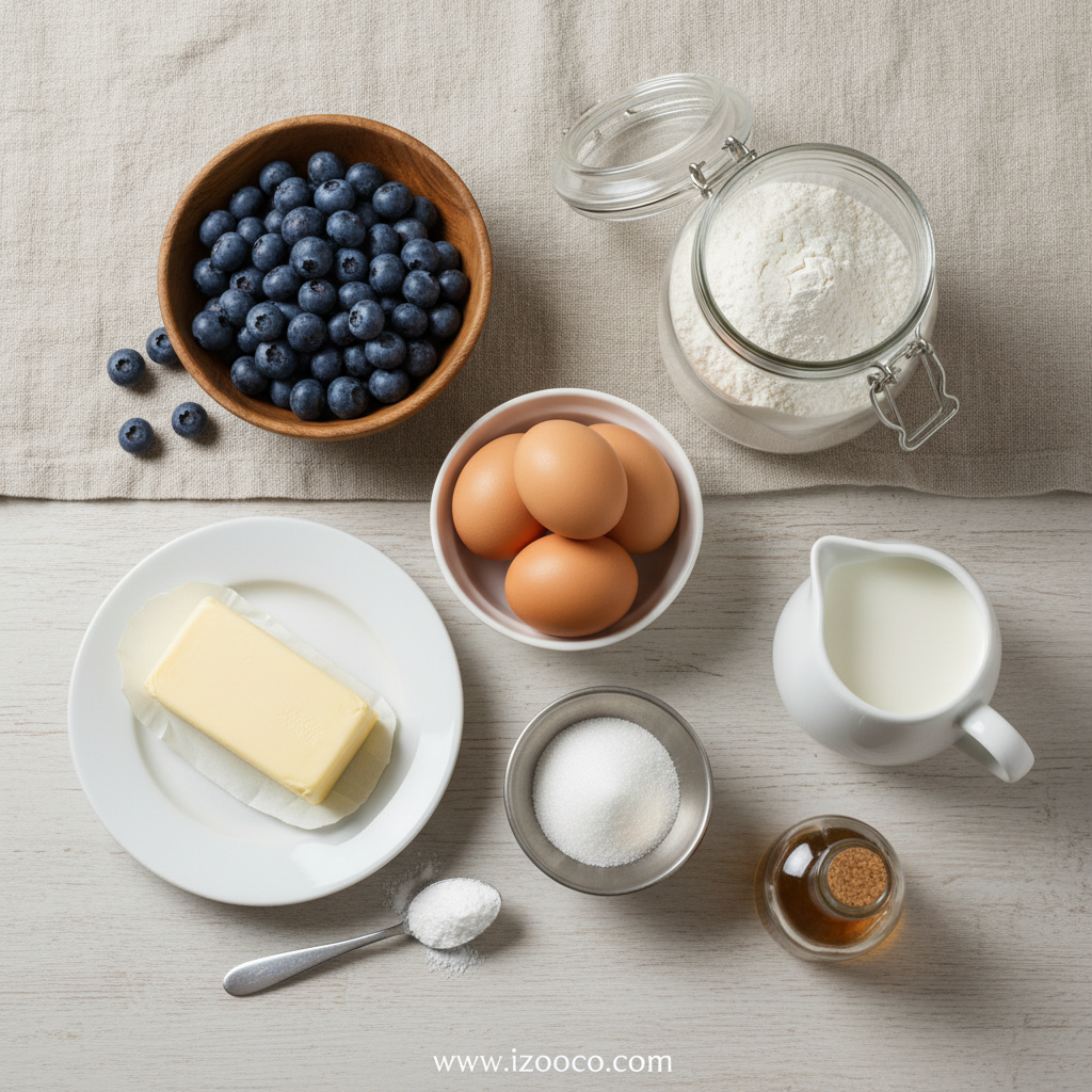 Ingredients for blueberry muffins