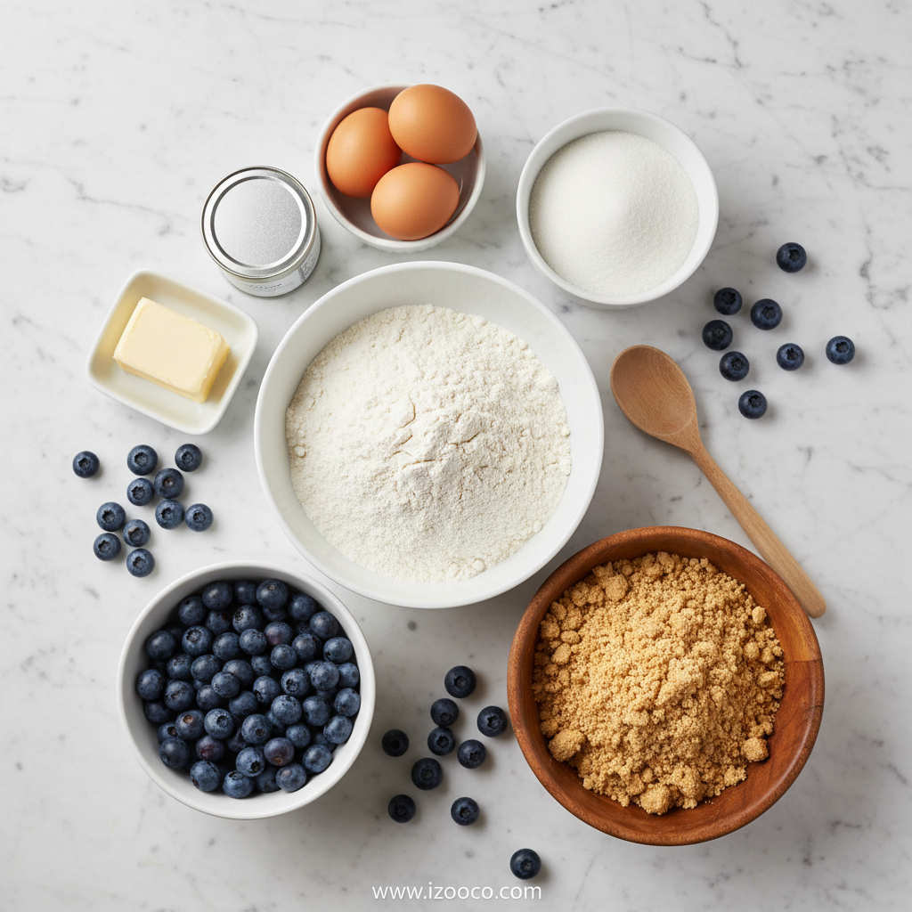 Ingredients for blueberry muffins