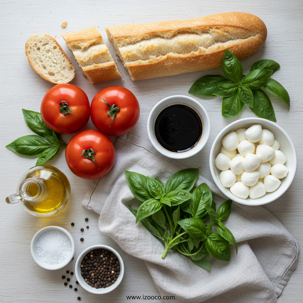 Ingredients for Caprese Bruschetta