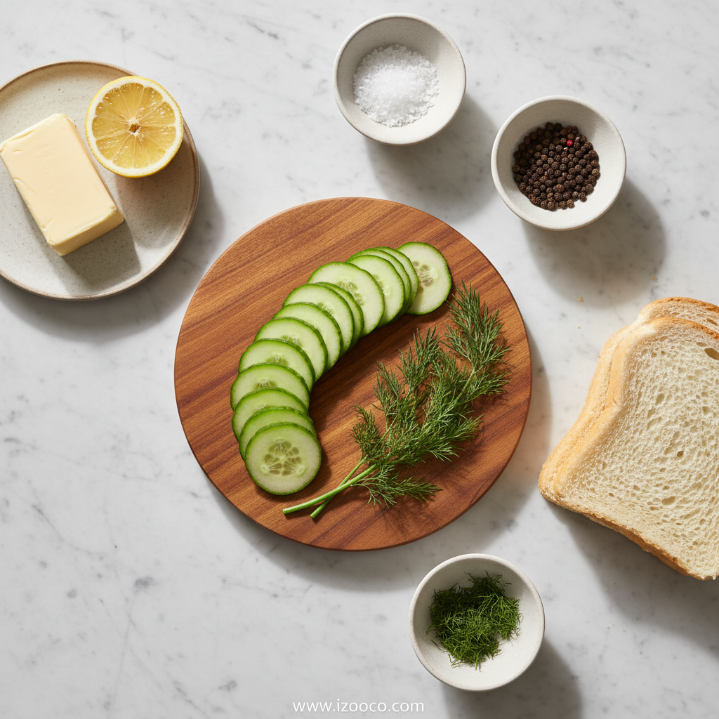 Ingredients for cucumber sandwiches