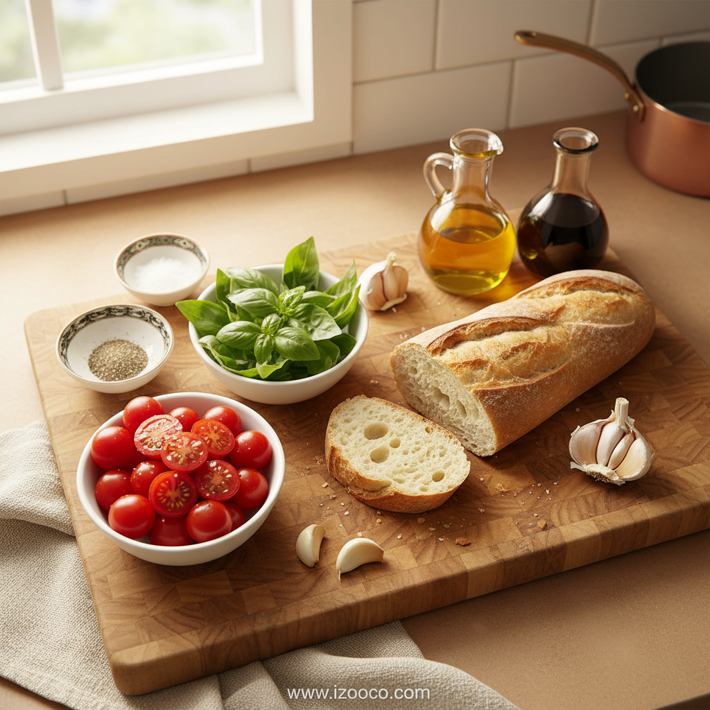 Ingredients for Classic Italian Bruschetta