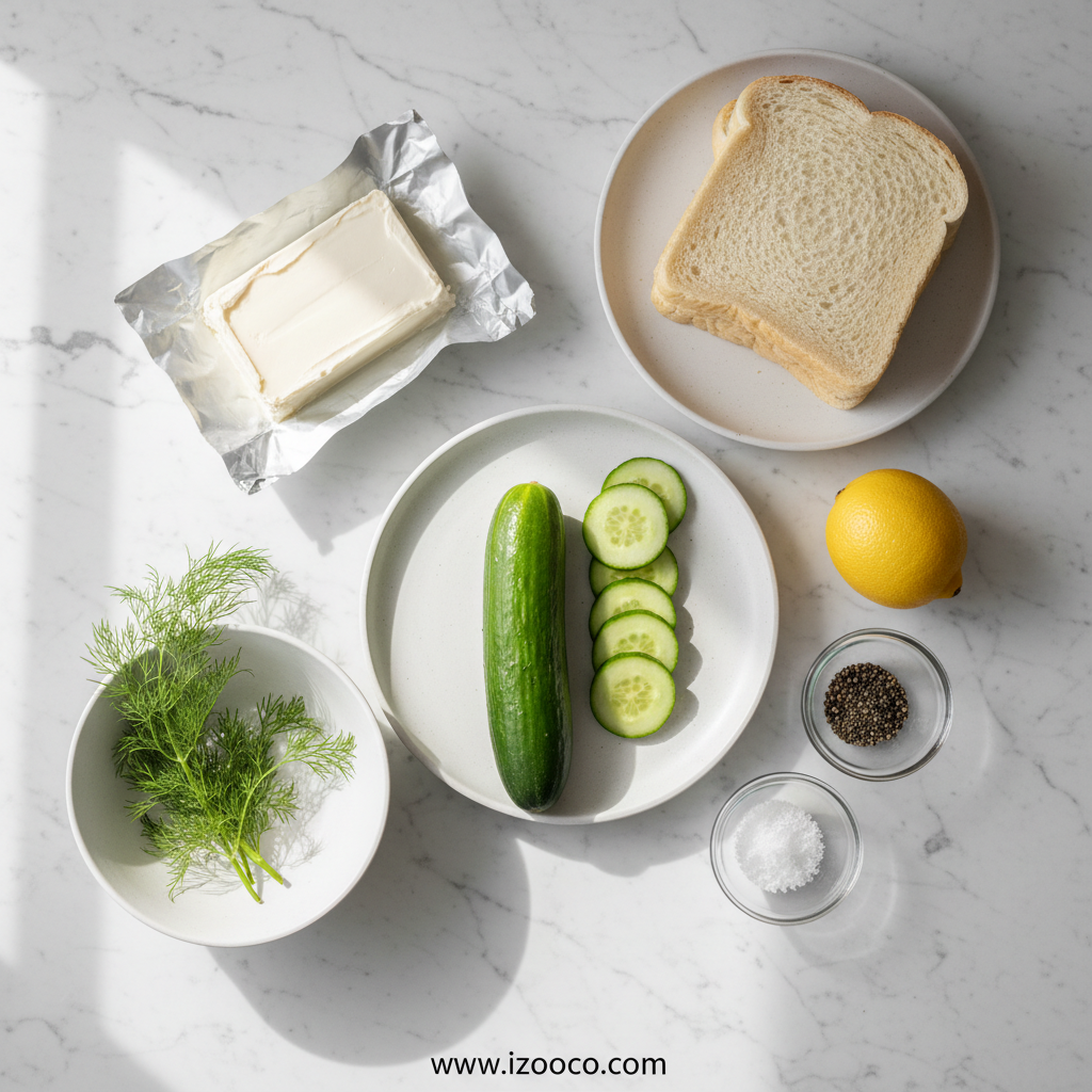 Ingredients for cucumber sandwiches