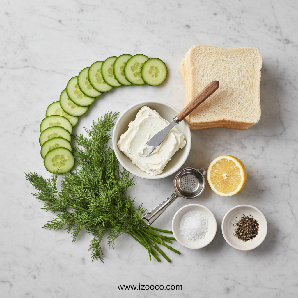 Ingredients for cucumber sandwiches