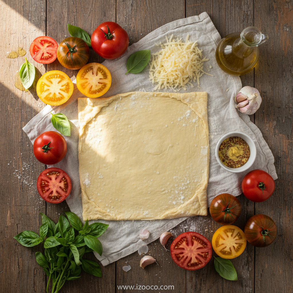 Ingredients for Rustic Tomato Cheese Tart