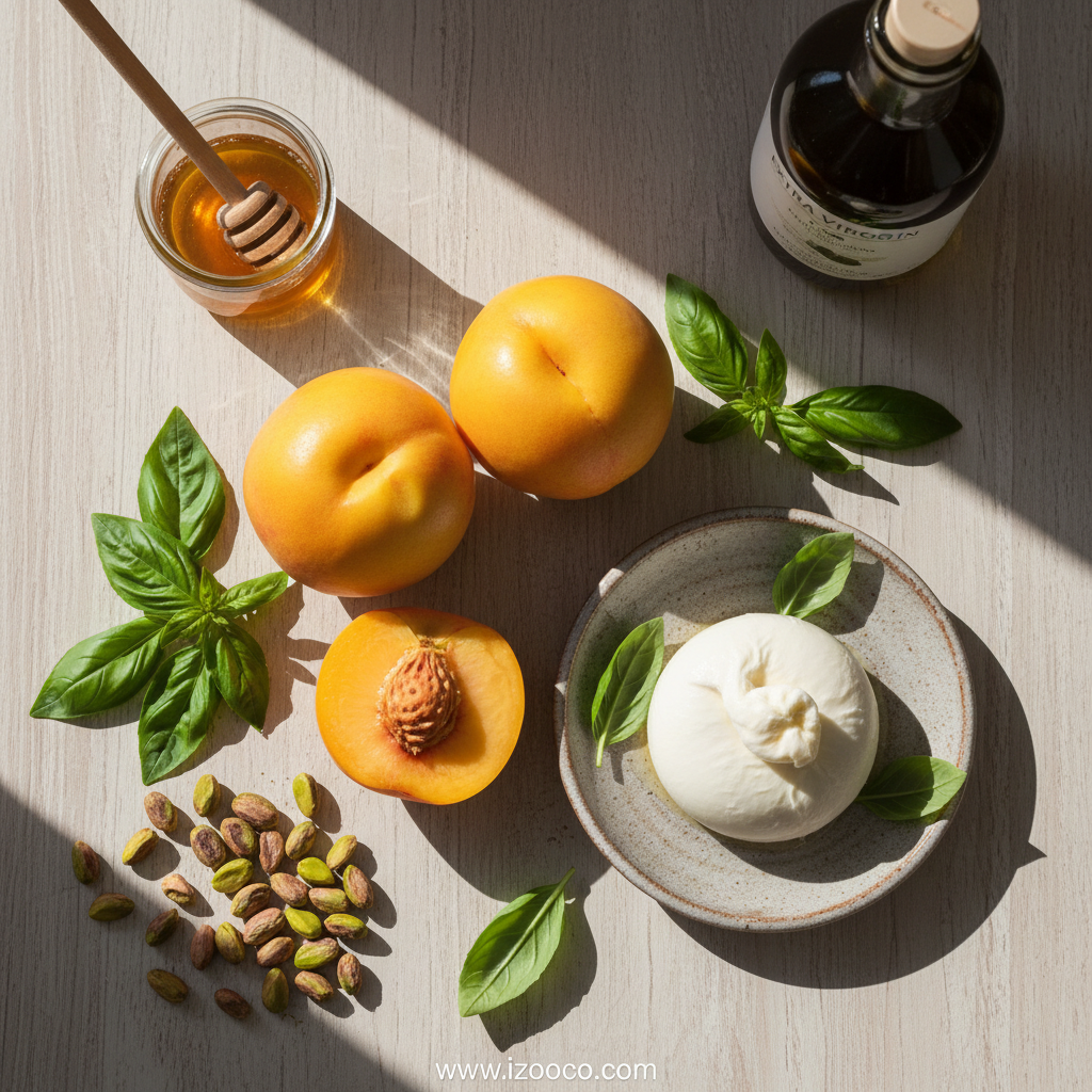 Ingredients for Fresh Peach Burrata Salad