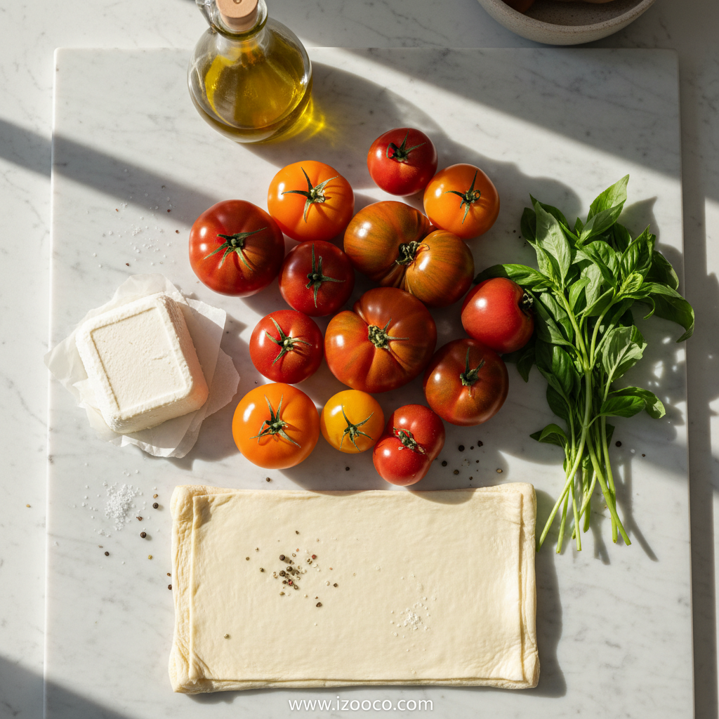 Ingredients for Heirloom Tomato Ricotta Tart