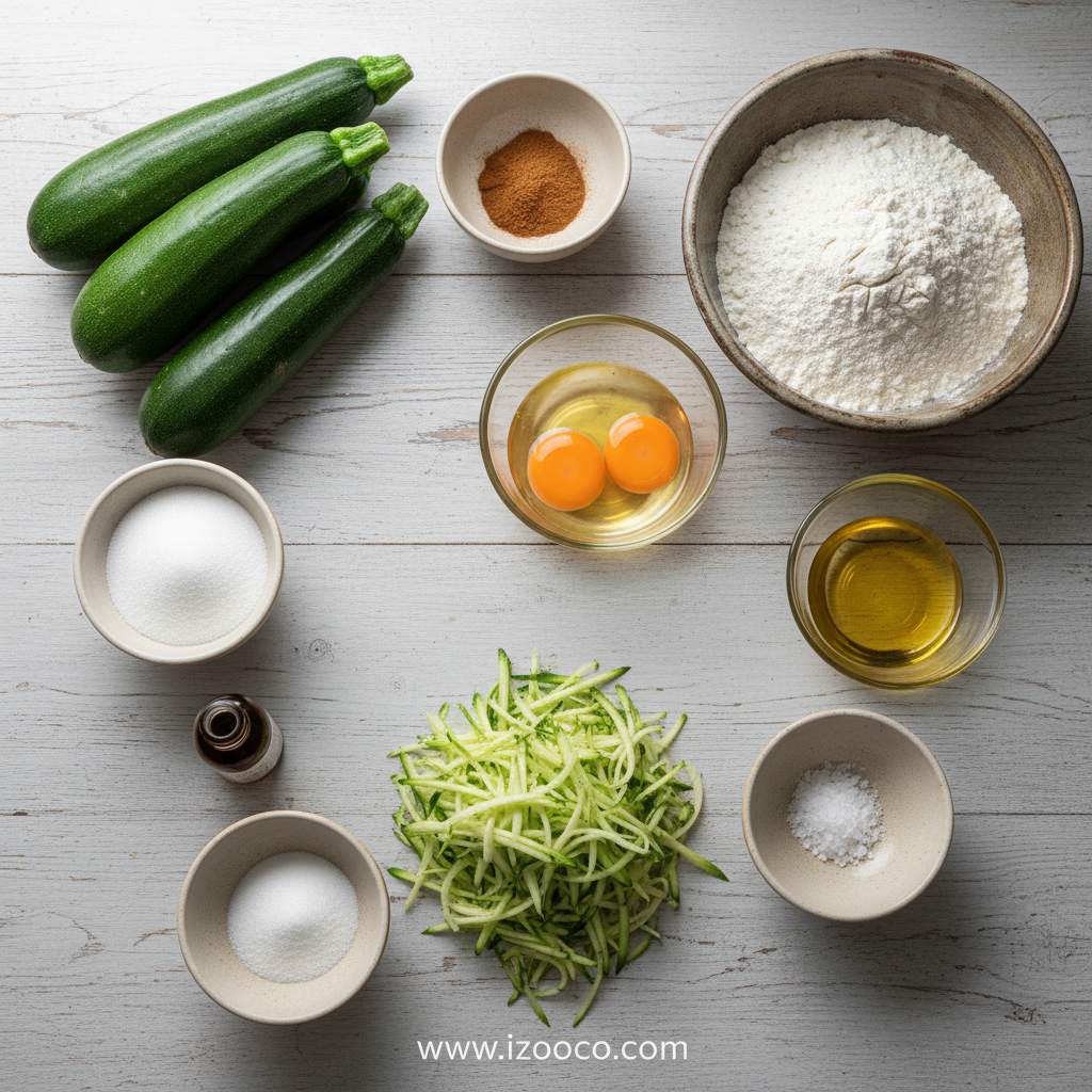 Ingredients for Old Fashioned Zucchini Bread