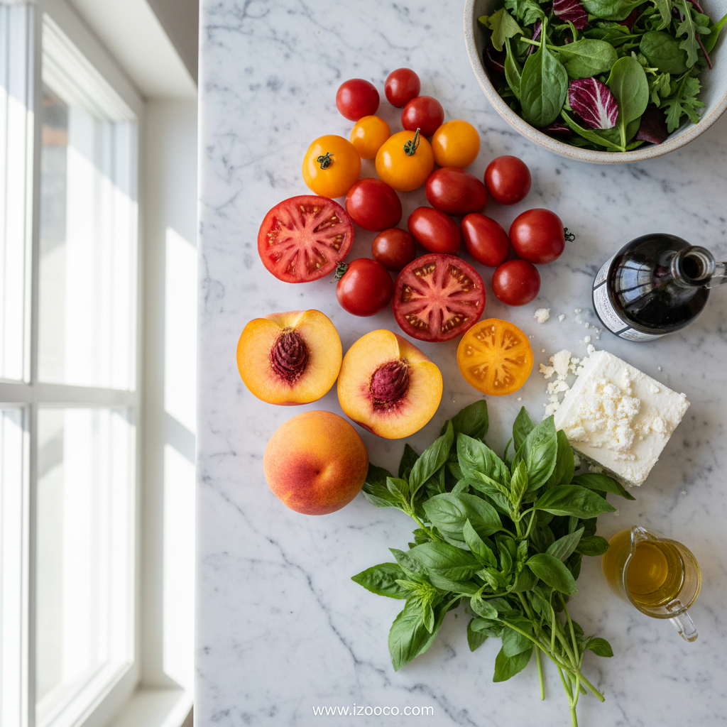 Peach Heirloom Tomato Salad: A Bright Late Summer Delight 2 Ingredients for Peach Heirloom Tomato Salad