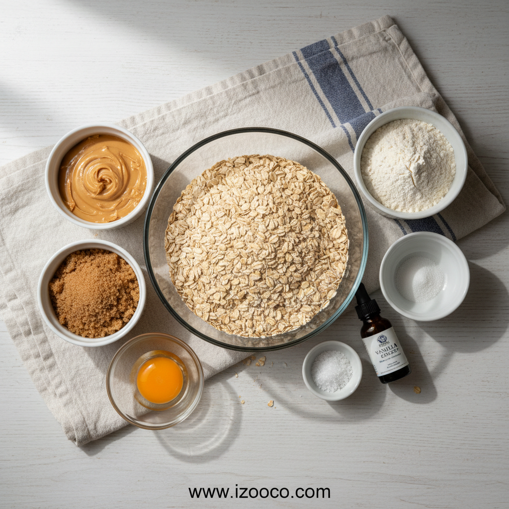 Ingredients for Peanut Butter Oatmeal Cookies