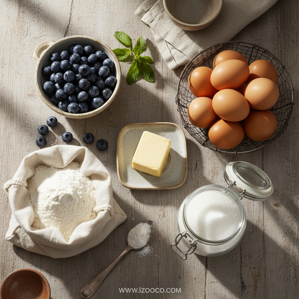 Ingredients for Blueberry Muffins with Crumble Topping