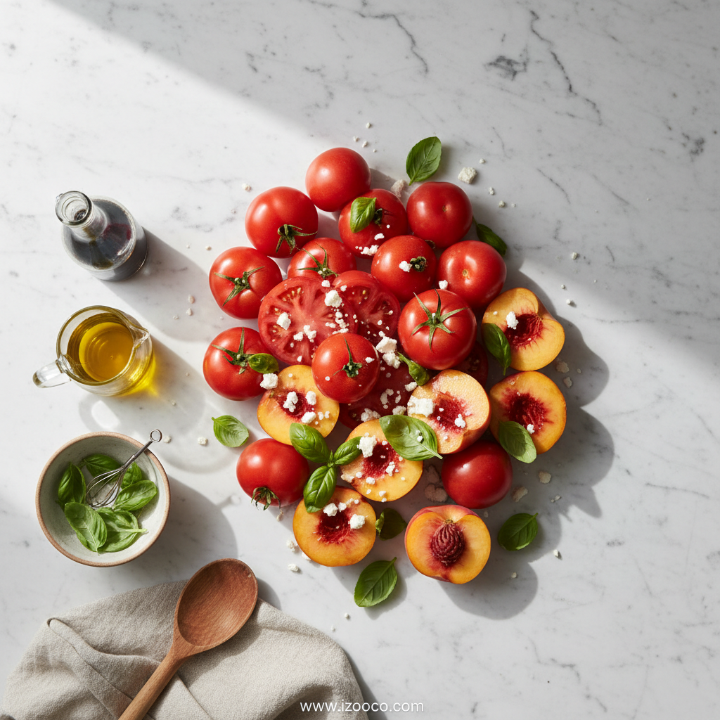 Ingredients for Tomato Peach Salad