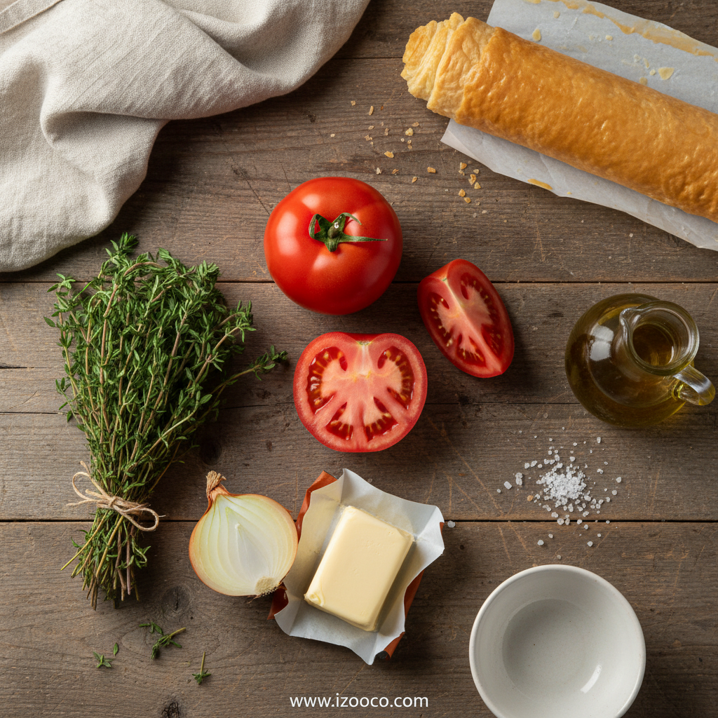 Ingredients for Beefsteak Tomato Tart with Caramelized Onions & Thyme